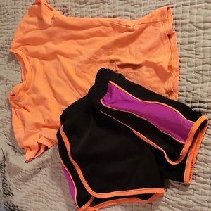 Athletic shorts and tee